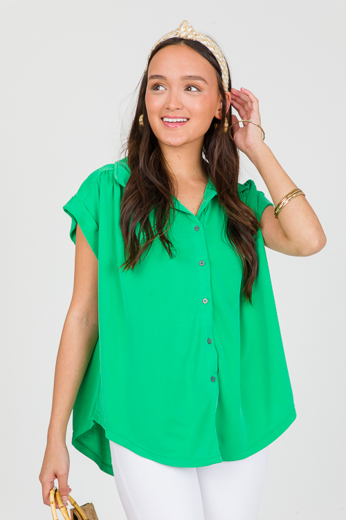 Modal Button Up, Kelly Green