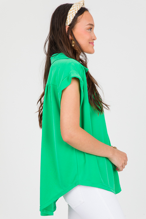 Modal Button Up, Kelly Green