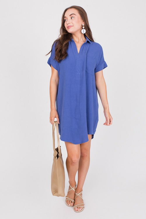 Agnes Linen Dress, R. Blue