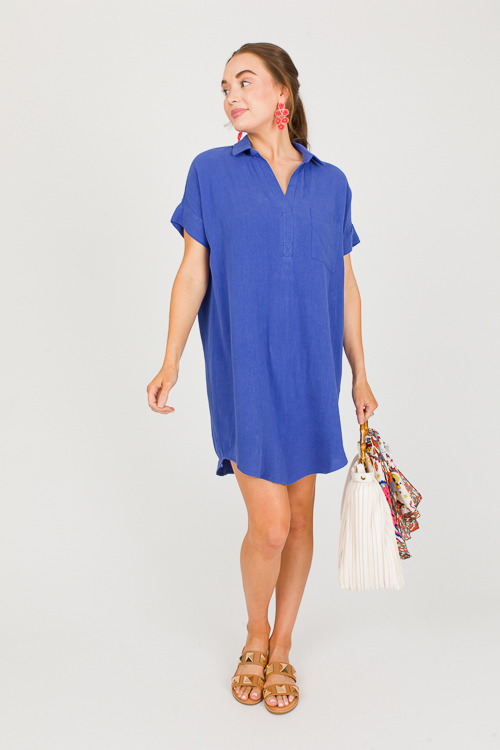 Agnes Linen Dress, R. Blue
