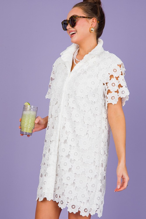 Floral Lace Shirt Dress, Off White - 0307-22.jpg