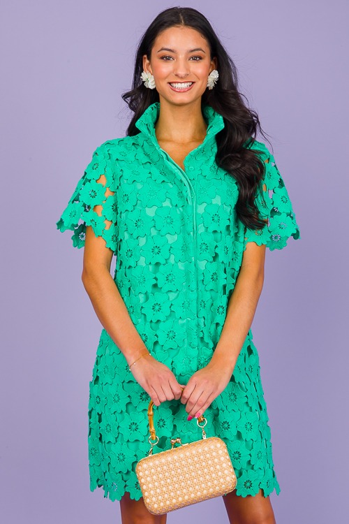 Floral Lace Shirt Dress, Emerald - 0307-220.jpg