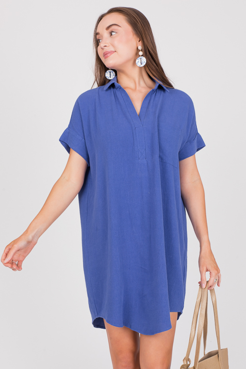 Agnes Linen Dress, R. Blue