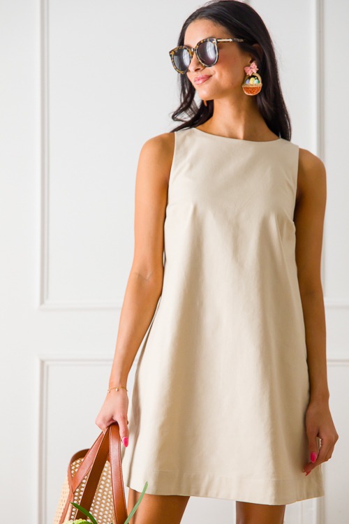 Linen A-Line Dress, Oatmilk