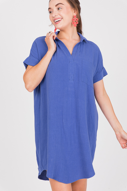 Agnes Linen Dress, R. Blue