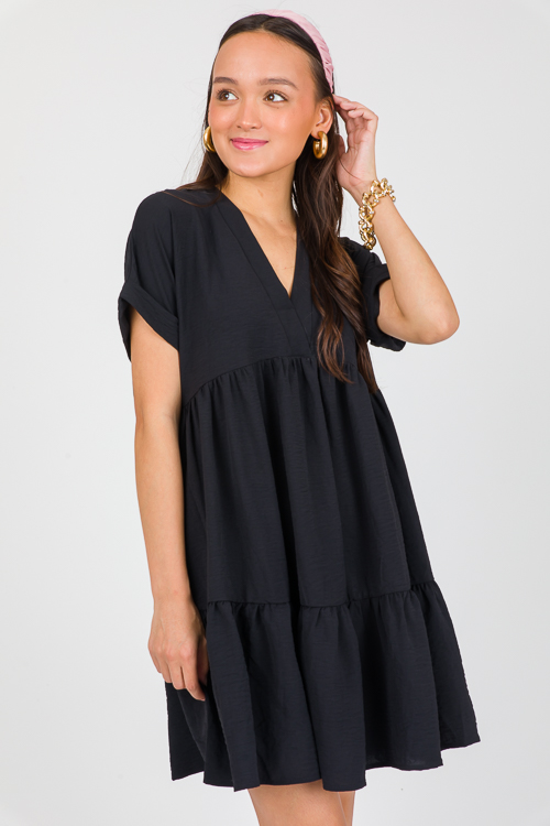 Roxie Tiered Dress, Black