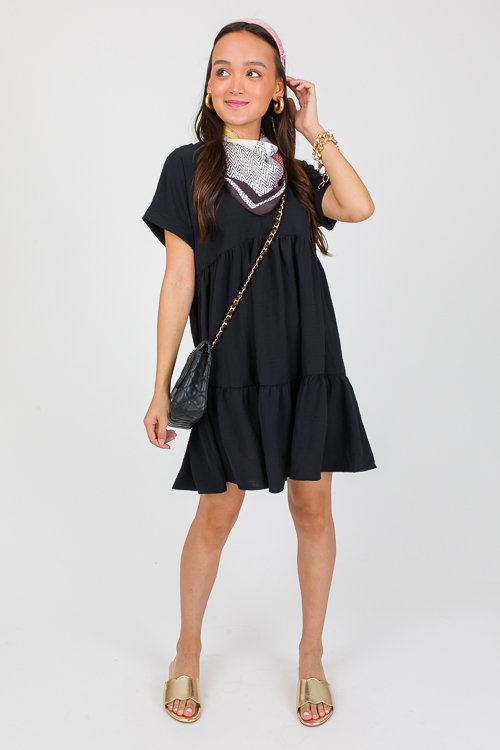 Roxie Tiered Dress, Black