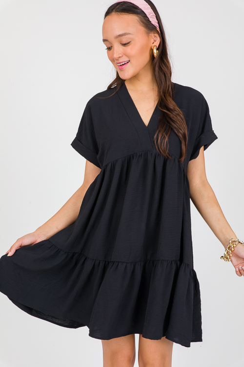 Roxie Tiered Dress, Black