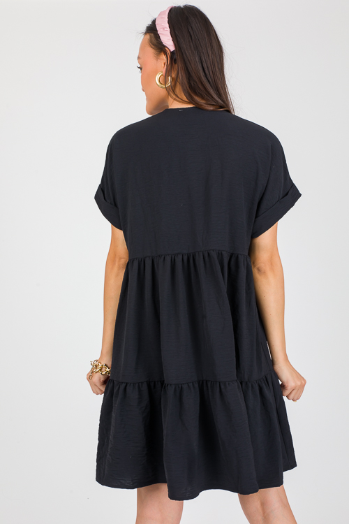 Roxie Tiered Dress, Black