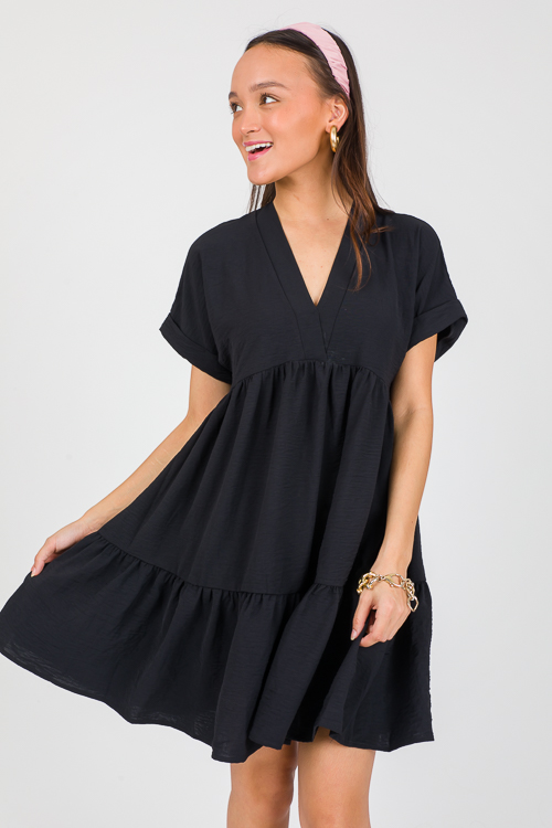 Roxie Tiered Dress, Black