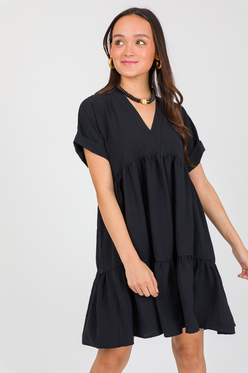 Roxie Tiered Dress, Black