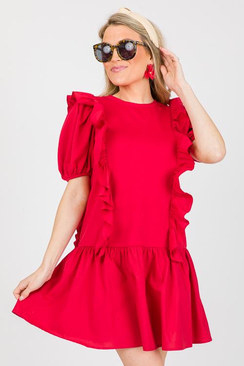Frill Of It Dress, Cherry Red