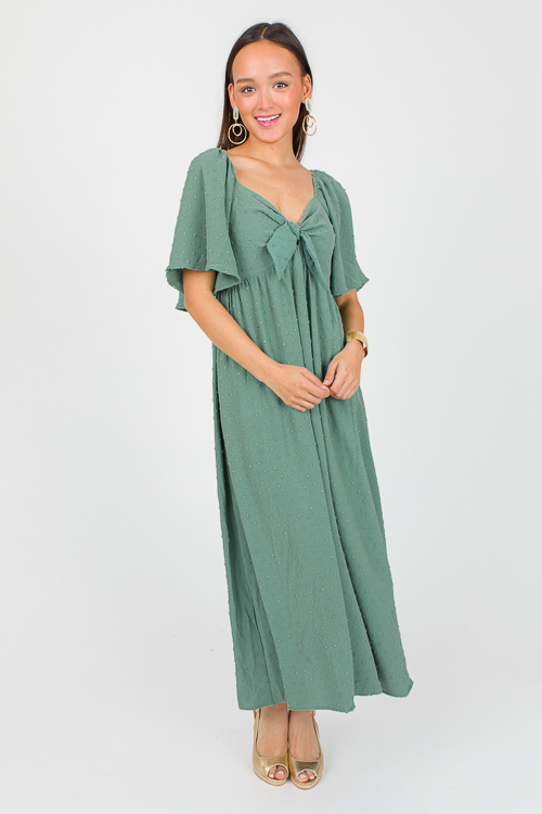 Swiss Dot Tie Midi, Sage