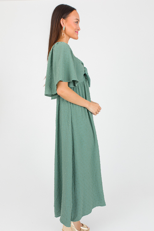 Swiss Dot Tie Midi, Sage