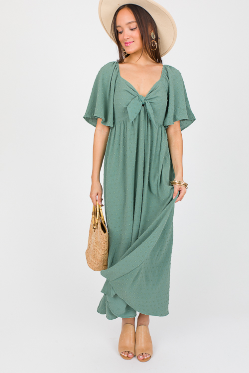 Swiss Dot Tie Midi, Sage