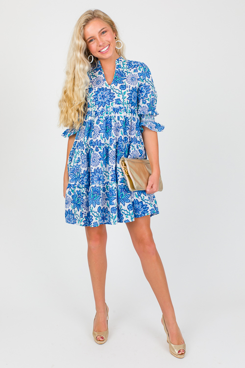 Nora Dress, Blue/White