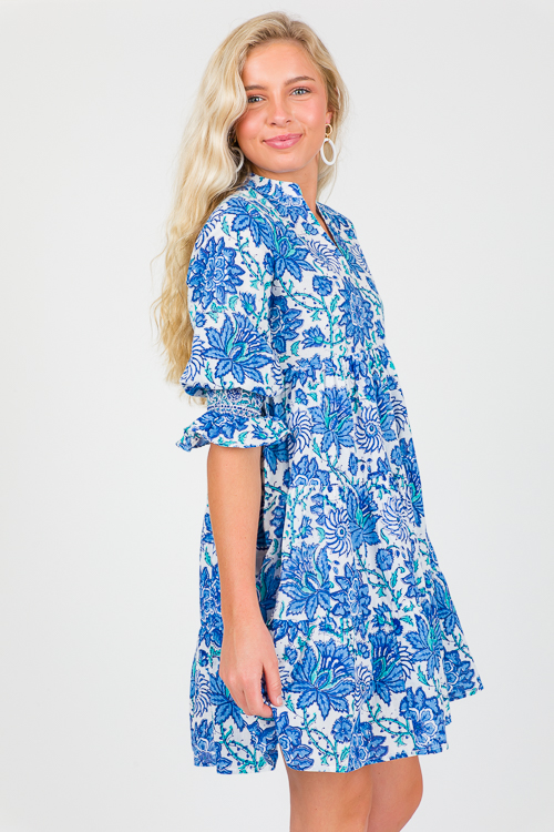 Nora Dress, Blue/White