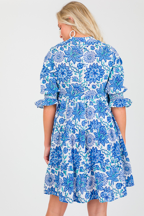 Nora Dress, Blue/White