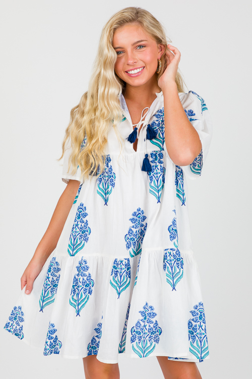 Liz Dress, Blue/White