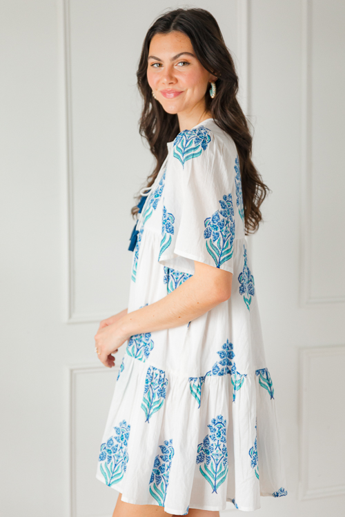 Liz Dress, Blue/White