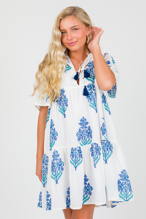 Liz Dress, Blue/White