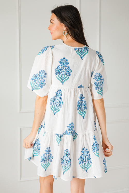 Liz Dress, Blue/White