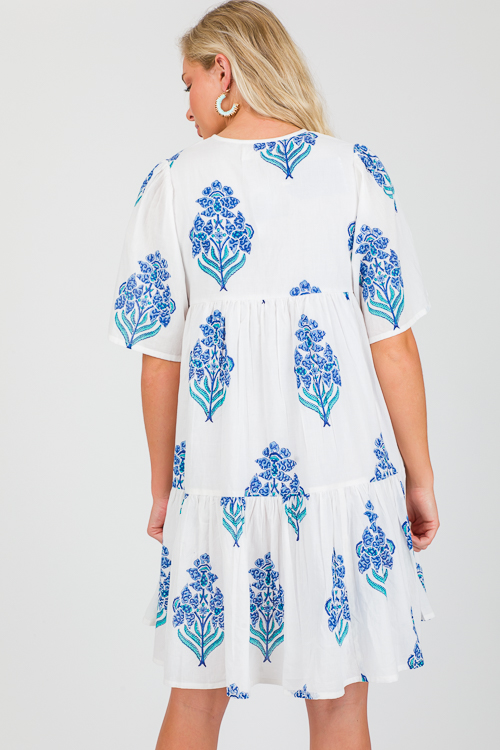 Liz Dress, Blue/White