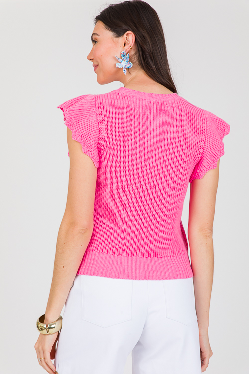 Aiden Flutter Sweater, Hot Pink