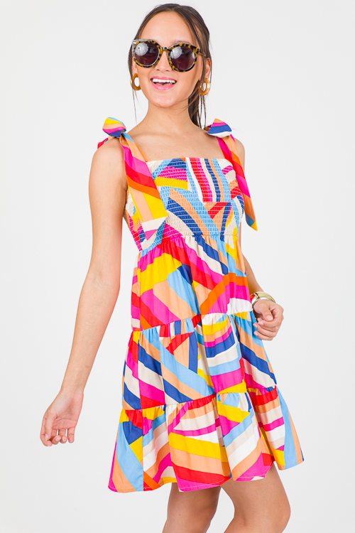 Aruba Smock Dress, Pink Multi