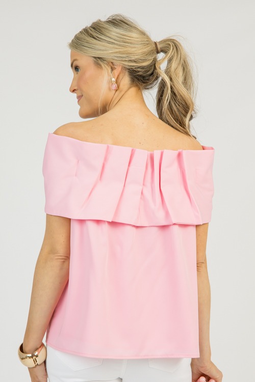 Off Shoulder Bow Blouse, Pink - 0310-119.jpg