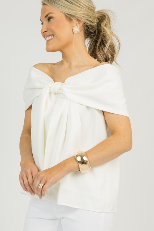 Off Shoulder Bow Blouse, White - 0310-121.jpg