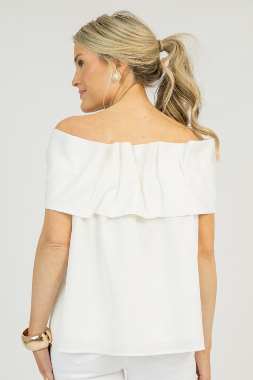 Off Shoulder Bow Blouse, White - 0310-125.jpg