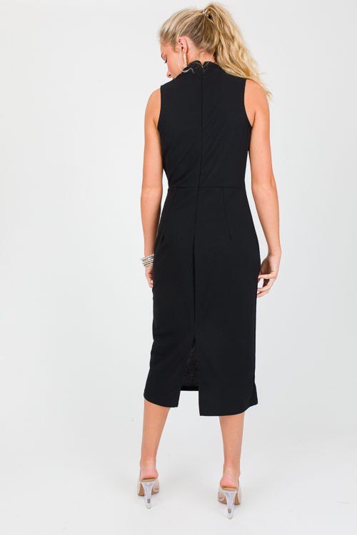 Greta Mock Neck Midi, Black