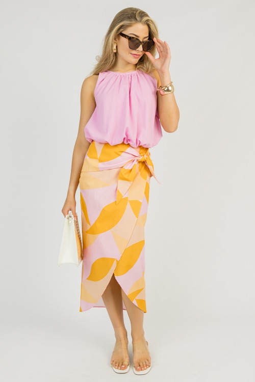 Abstract Tie Front Maxi Skirt