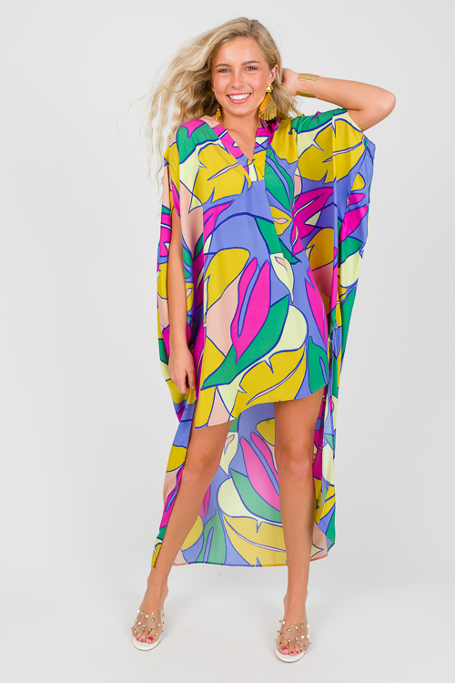 Tropical Paradise Caftan, Periwinkle