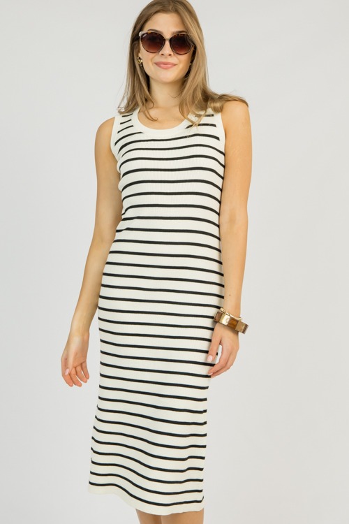 Lexi Stripe Knit Midi, Off White