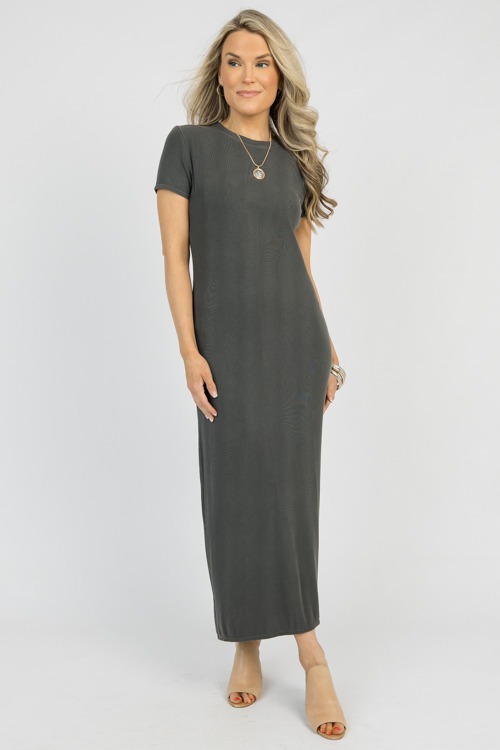 Chloe Rib Knit Maxi, Charcoal