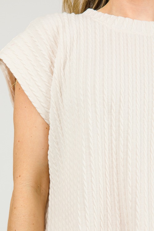 Texture Knit Cap Sleeve Top, Iv - 0311-32h.jpg