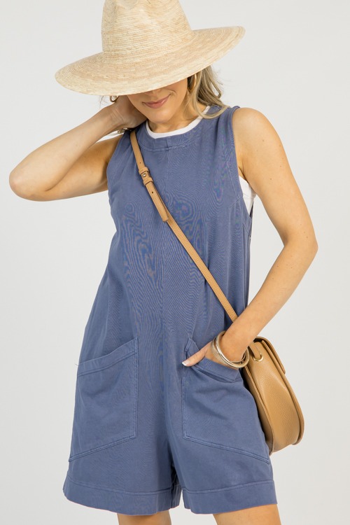 Keep It Cool Romper, Dusty Indigo