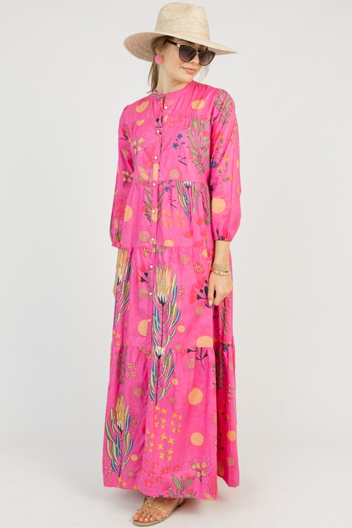 The Boho Maxi, Fuchsia Floral