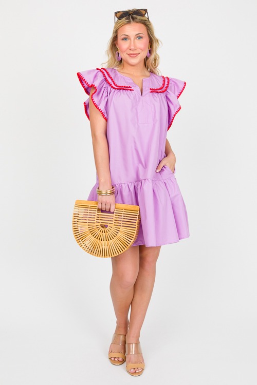 Stitch Contrast Ruffle Dress, Lilac - 0312-1p.jpg