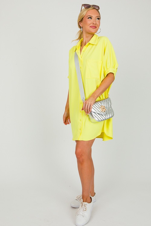 Oversize Shirt Dress, Lime Yellow