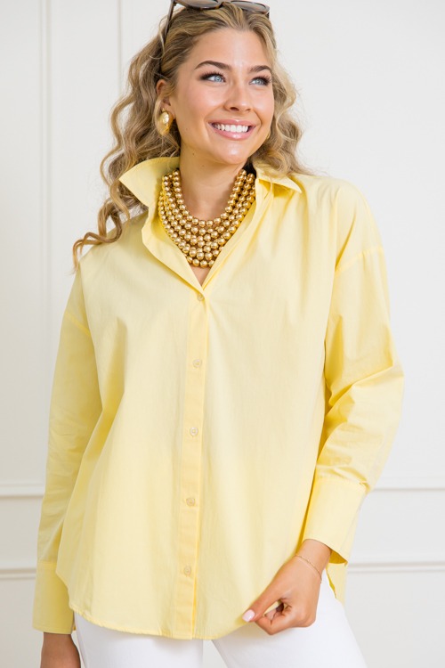 Gayle Button Down, Creamy Yellow