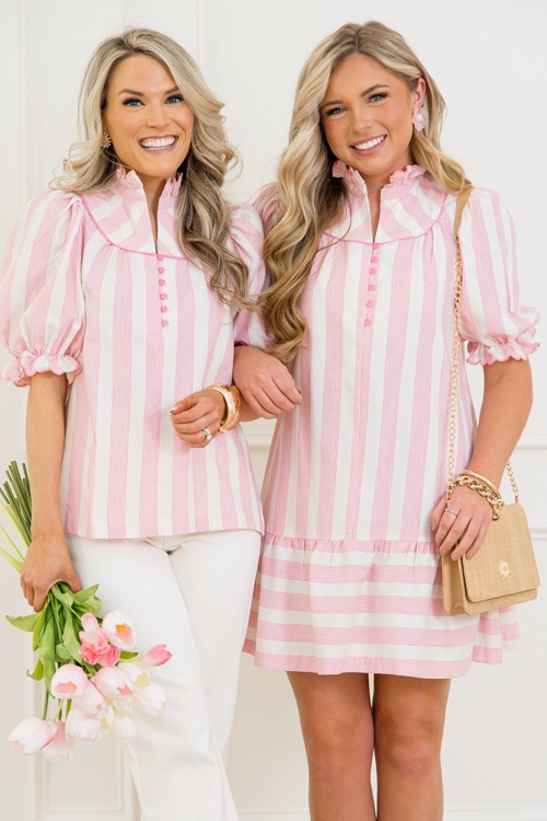 Harrison Stripe Dress, Pink