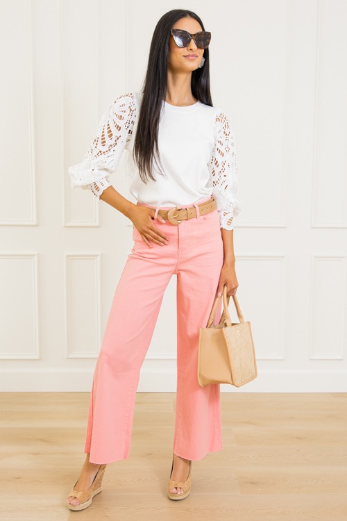 Raw Hem Wide Leg Pants, Peach Blossom - 0313-220.jpg