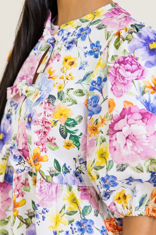 Floral Print Tie Top, White Multi - 0313-260.jpg