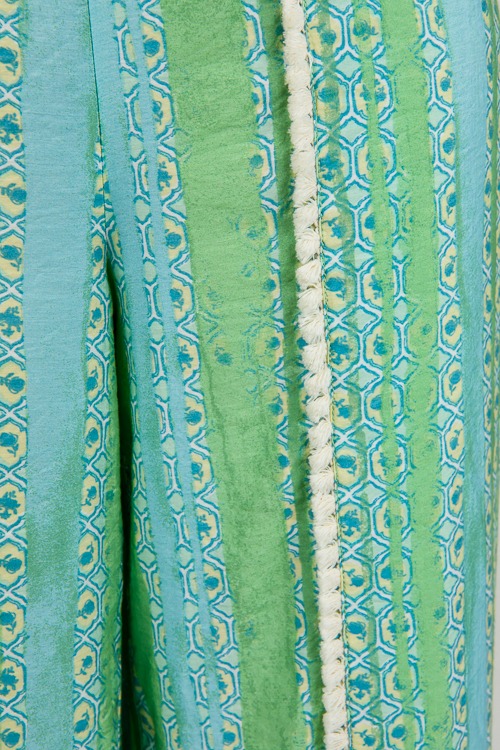 Tassel Trim Printed Pants, Green - 0313-70.jpg