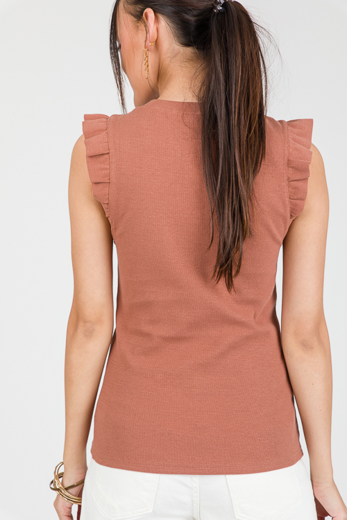 Fitted Flutter Rib Tank, Burl Wood