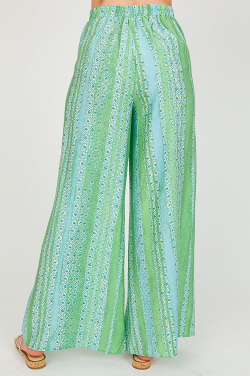 Tassel Trim Printed Pants, Green - 0313-73.jpg