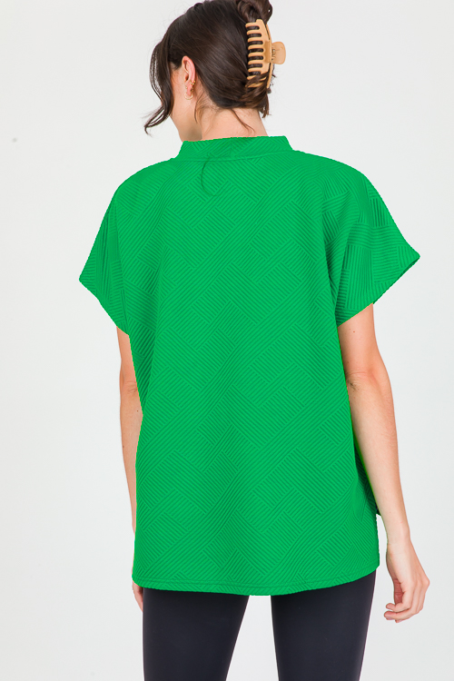 Short Sleeve Texture Top, Green